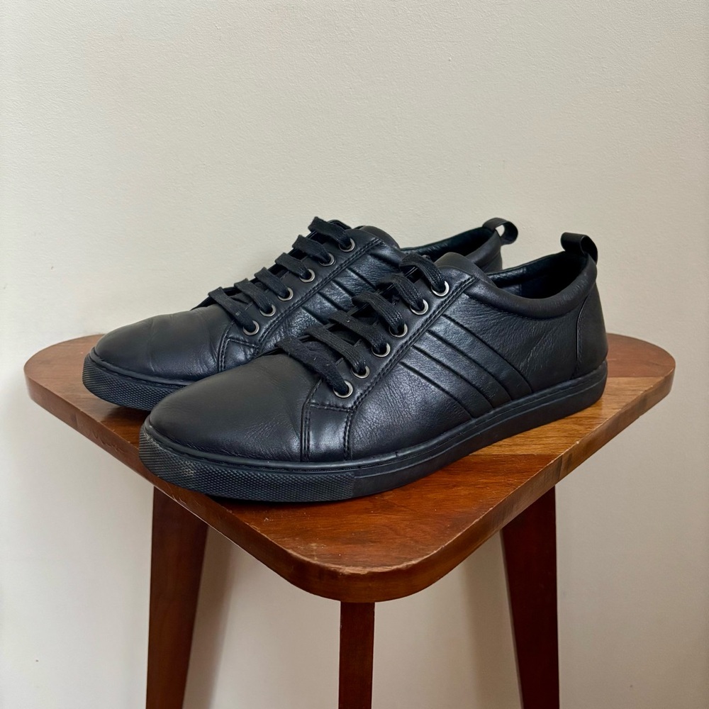 Black Leather Handmade Sneakers - Picture 3 of 11